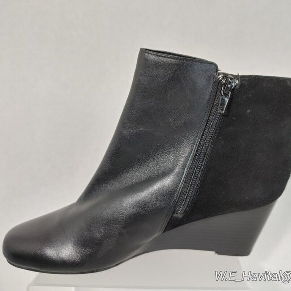Isaac Mizrahi Live! Leather & Suede Side Zip Wedge Ankle Boots Woman's Size US 8 - Picture 9 of 10